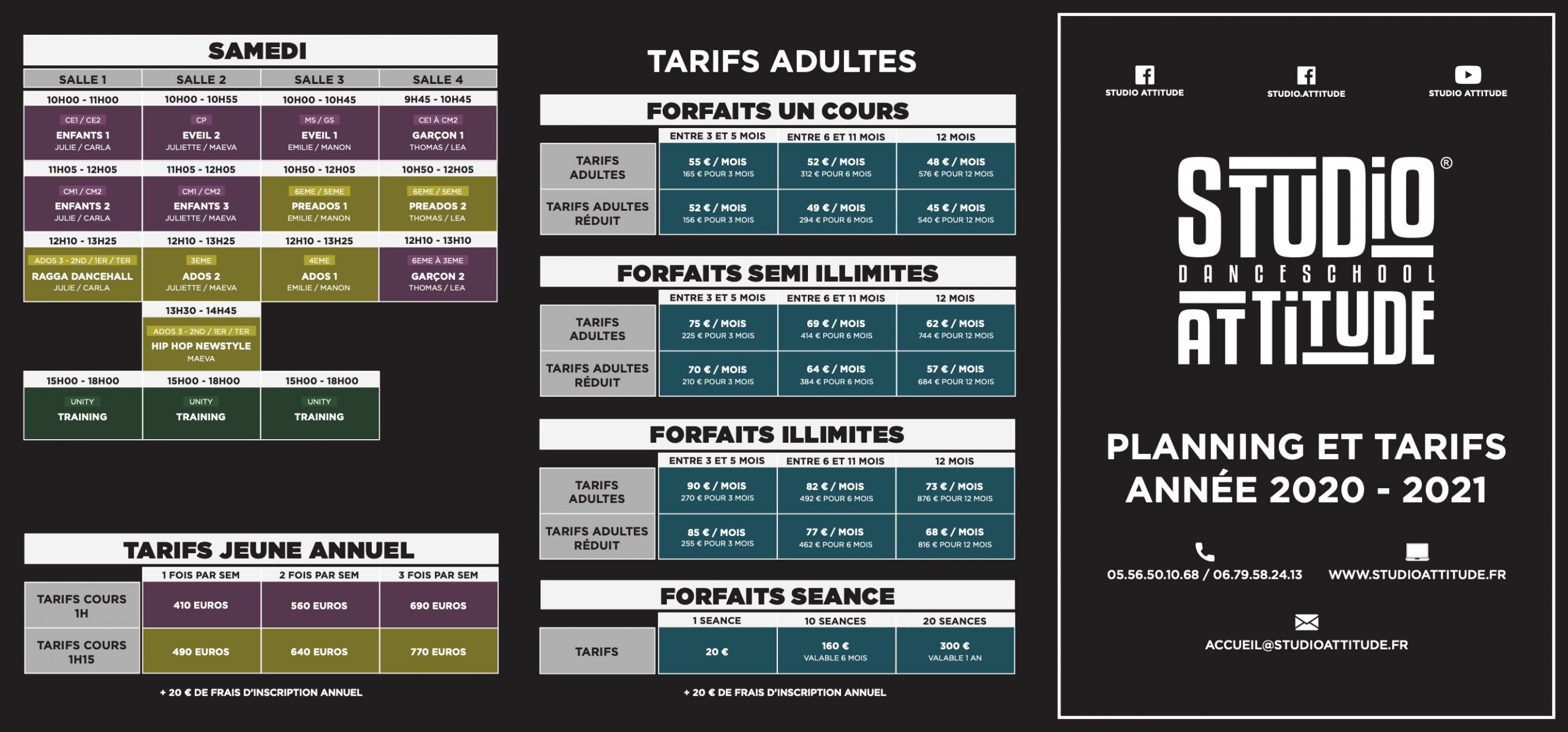depliant-a3-ouvert Dépliant avec les tarifs et le planning de la rentrée 2002/2021