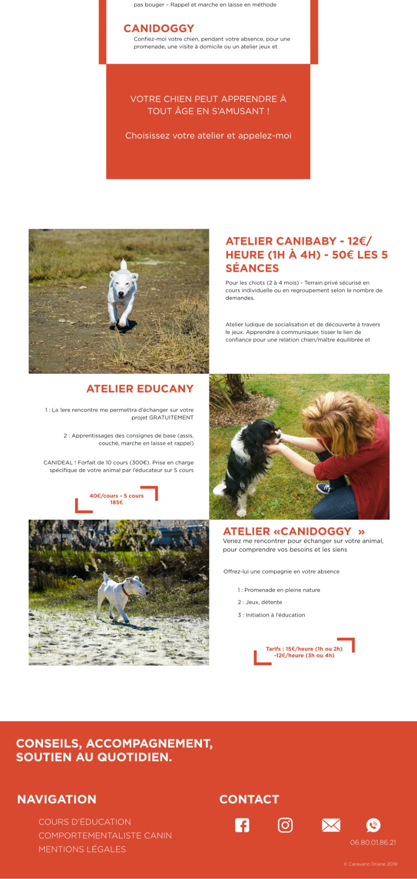 Page du site internet Canicaro 2