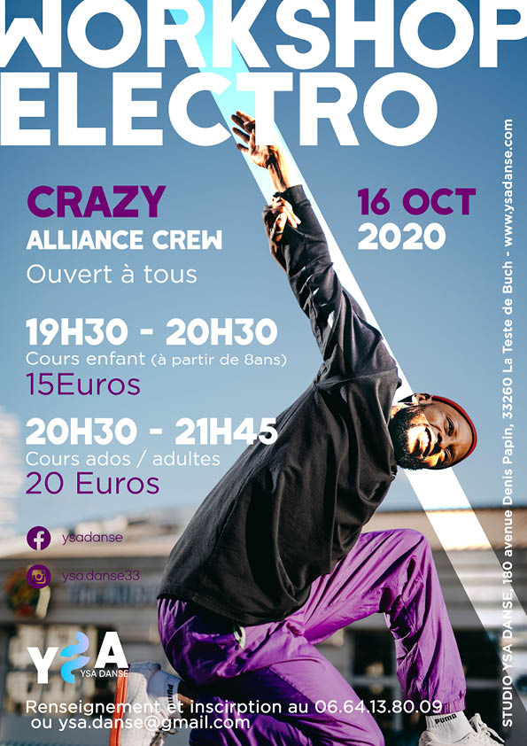 affiche-stage-electro Affiche pour annoncer le stage electro chez ysa danse