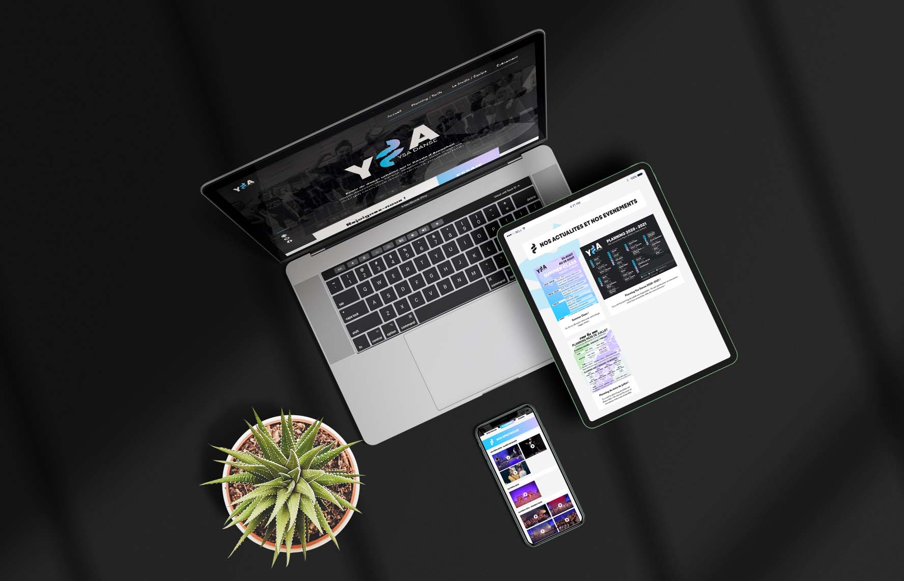 Identité Visuelle Ysa Danse site web wordpress theme divi maquette website
