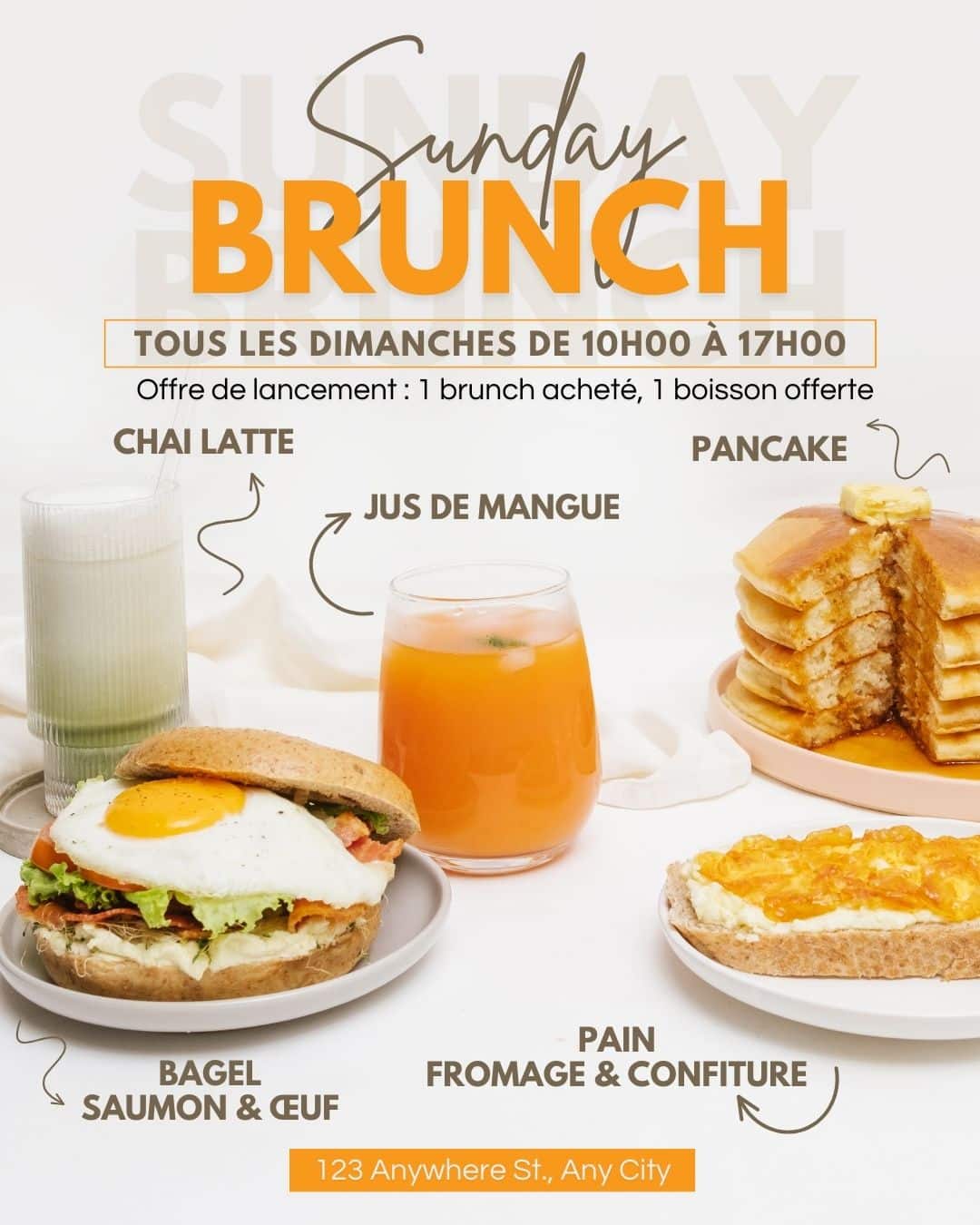 Publication Instagram Brunch Raffinée Beige et Orange